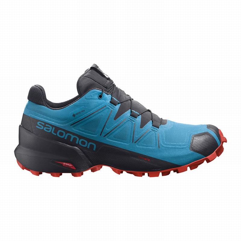 Salomon Singapore Mens Trail Running Shoes - SPEEDCROSS 5 GORE-TEX Blue/Black | 69312-GBCL